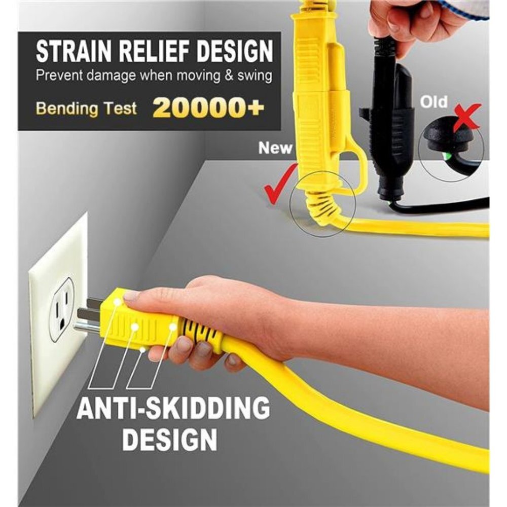 Outdoor Extension Cord 75 Foot Waterproof, 16/3 Gauge, 3 Prong Heavy Duty - Picture 4 of 6